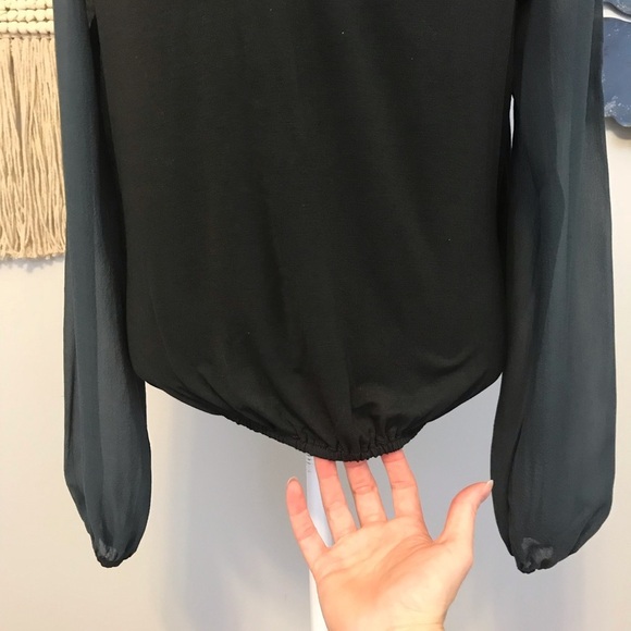 Michael Stars sheer Sleeve faux Wrap top - Picture 6 of 8